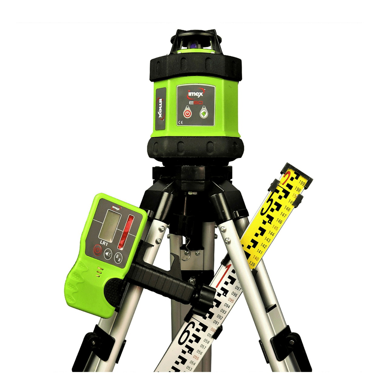 Imex E60 Rotating Laser Level Kit with Tripod, Staff & LR1 Detector